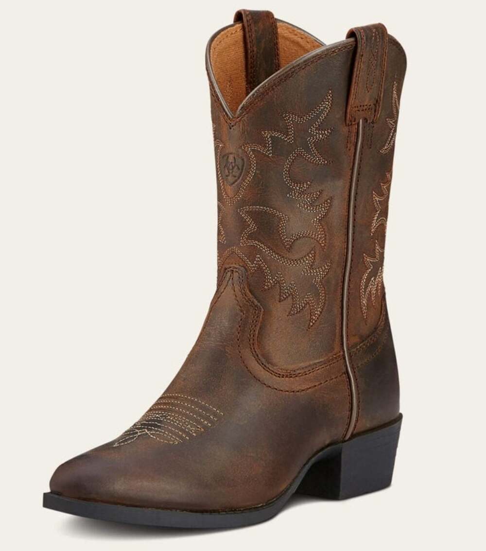 Ariat Kid's Heritage R-Toe Western Brown Leather Cowboy Boots Size Youth 5.5